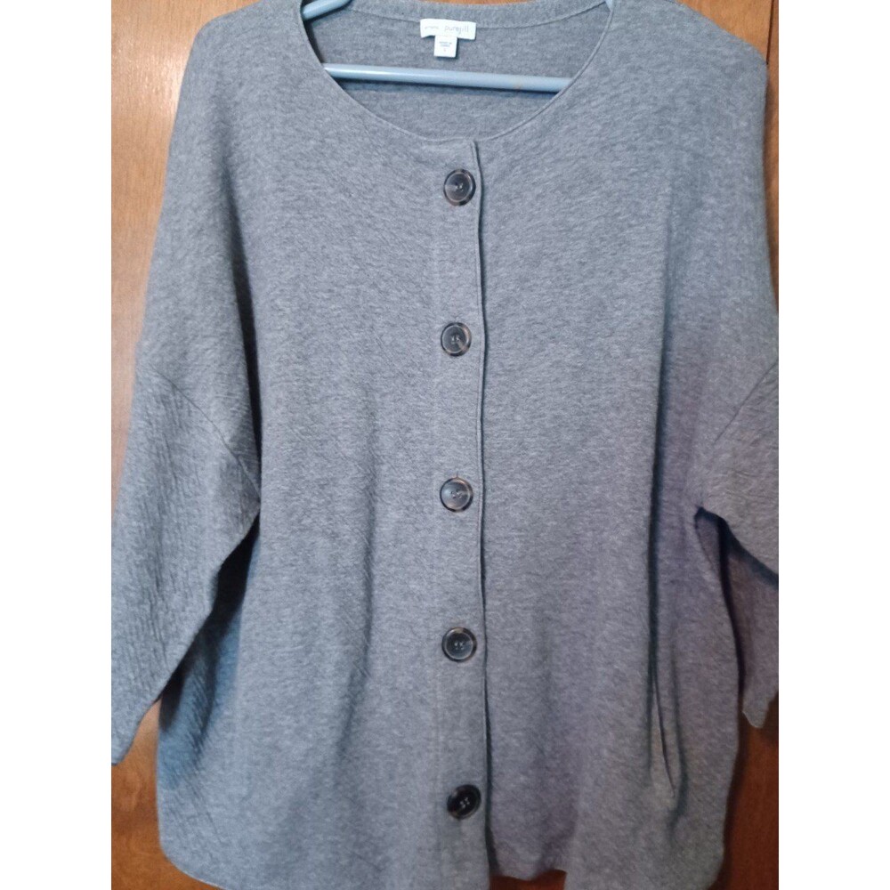 Kimono Pure Jill Sz S Oversized *Gray* 100% Cotton Cardigan Sweater Cozy Comfy